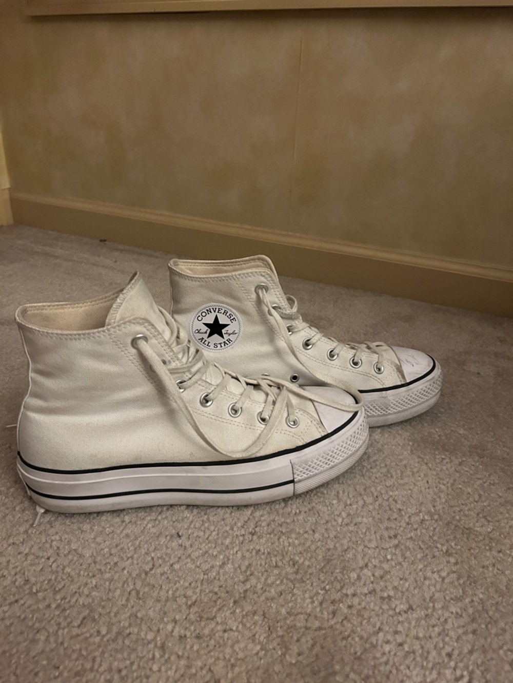 Converse High Top Sneakers in Off-White Canvas